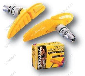 Колодки торм.  V-BRAKE  CORRATEC желтые всепогодные Baradine IKO-401.12